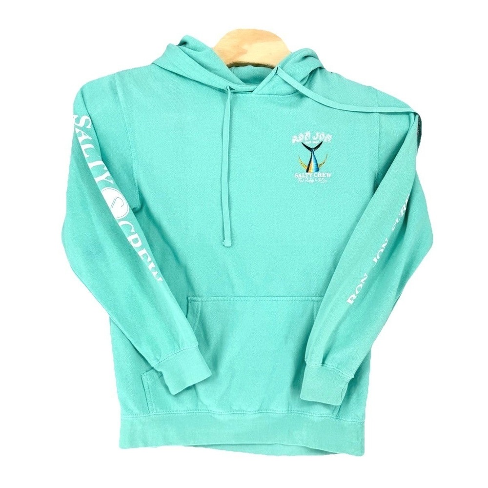 NWT Salty Crew Ron Jon Surf Shop Hoodie M Seafoam Green Coastal‎ Surf Pullover